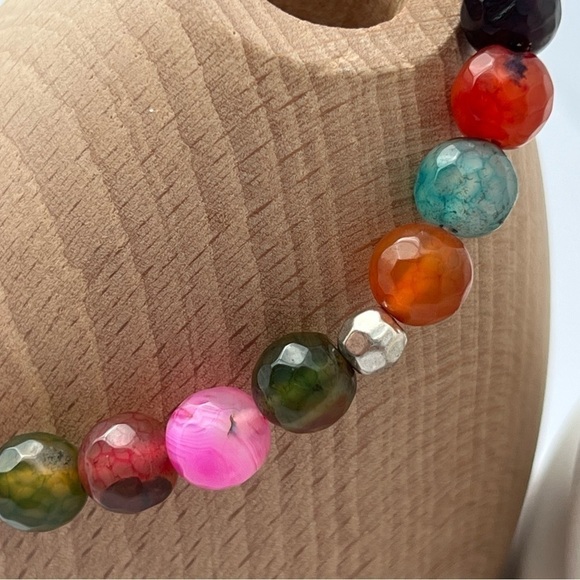 MULTICOLORED agate stretch beaded bracelet - Picture 8 of 14